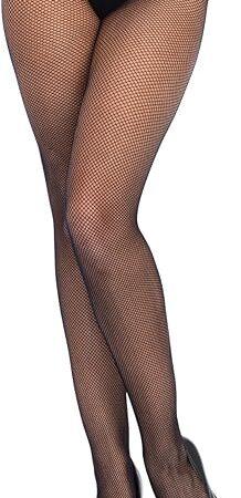Women's Low Rise Lace Top Micro Fishnet Tights, Black, One Size
