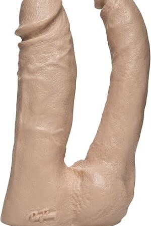 Doc Johnson The Naturals - Vibrating Double Penetrator Dildo - Thick and Thin Dildo Attached at Balls - Made of Body-Safe PVC - Proudly Made In America - Dildo - White