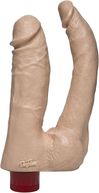 Doc Johnson The Naturals - Vibrating Double Penetrator Dildo - Thick and Thin Dildo Attached at Balls - Made of Body-Safe PVC - Proudly Made In America - Dildo - White