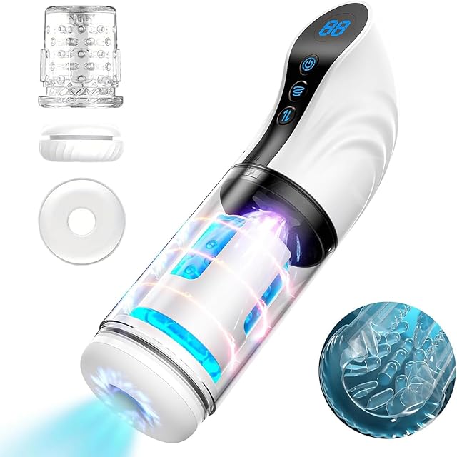 Automatic Stroker + Electric Penis Pump 2 in 1 Male Masturbator with 9 Thrusting & Suction & Rotation Modes, Adult Pleasure Milking Machine Pussy Sexual Stimulation Blowjob Simulator Sucking Sex Toys