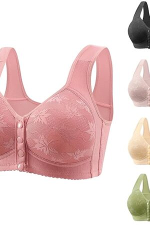 Daisy Bras for Older Women,Wireless Front Closure Push Up Bras Plus Size Full Coverage Comfortable Everyday Bra 2024