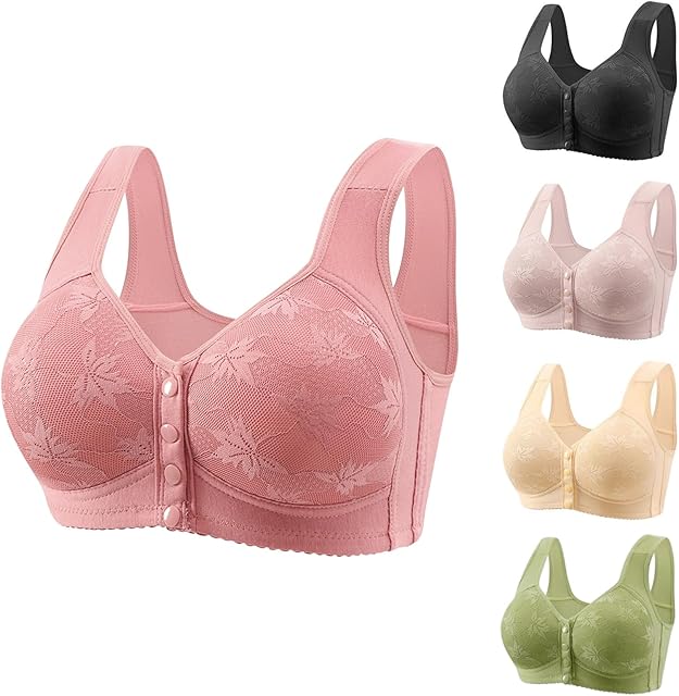 Daisy Bras for Older Women,Wireless Front Closure Push Up Bras Plus Size Full Coverage Comfortable Everyday Bra 2024