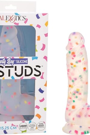 CalExotics Party Boy Silicone Studs 6 Inch Dildo with Sturdy Suction Cup Base Fits Most Harness SE-0254-10-3