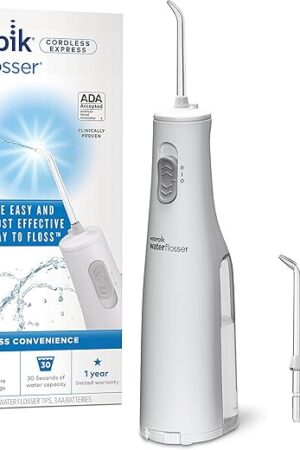 Waterpik Cordless Express Water Flosser, Battery Operated & Portable for Travel & Home, ADA Accepted, Waterproof for Shower Use, White WF-02, Packaging May Vary