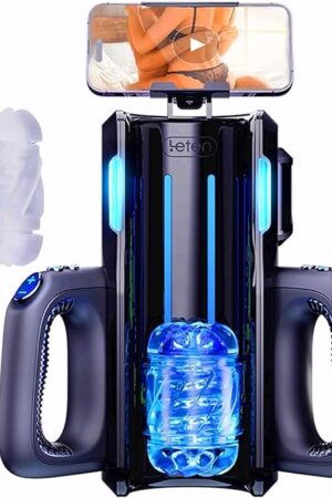 Leten King Pro Thruster Automatic Male Masturbator Sex Toy 10 Modes Thrusting Machine Electric Stroker Massage for Men Large Piston Device with Handheld & Phone Holder & 2 Clear Sleeve & Voice, Black