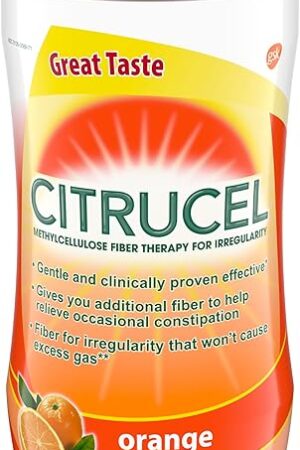 Citrucel Powder Orange Flavor Fiber Therapy for Occasional Constipation Relief, 30 ounce