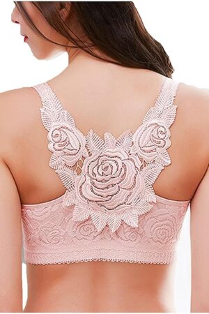 Front Closure Beauty Back Push Up Bra Bralette Sexy Lace Back Lingerie Plus Size Wireless Top Corset Bra for Women Girls