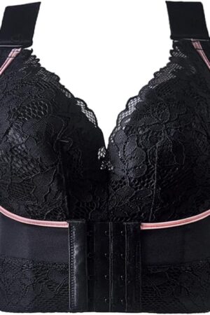 2 Cup Push up Bra Women's Floral Lace Bra Deep V Sexy Bralette Lingerie One Shoulder Bras for Women