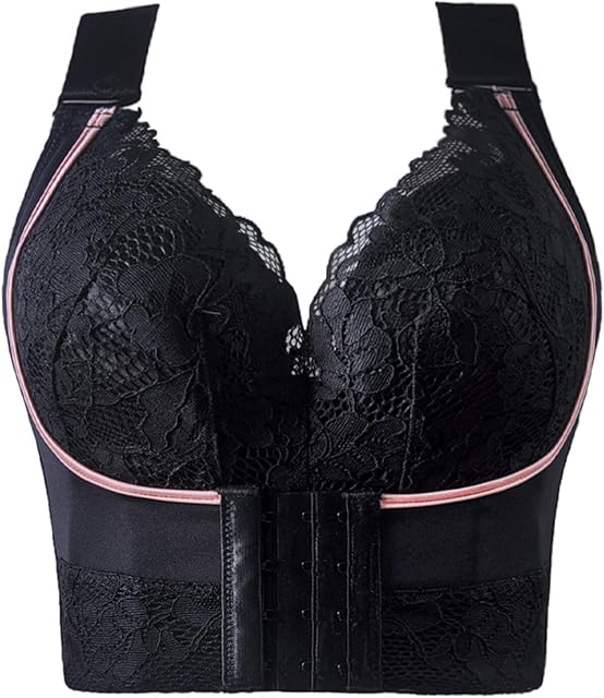 2 Cup Push up Bra Women's Floral Lace Bra Deep V Sexy Bralette Lingerie One Shoulder Bras for Women