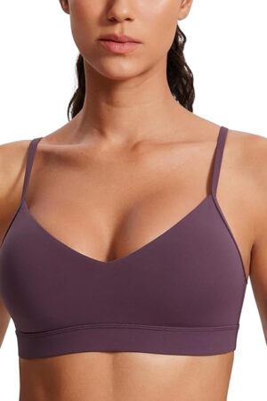 Butterluxe V-Neck Sports Bras for Women - Adjustable Thin Straps Padded Yoga Top Basic Wireless Camisole