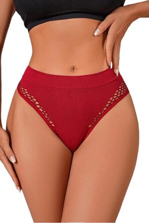 Cheeky Underwear for Womens Seamless Panties Ladies No Show Knitted Thongs Sexy Hollow Bikini