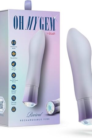 Blush Novelties Oh My Gem - Revival - 55Puria Silicone G Spot Vibrator - 5 Speeds & 5 Unique Vibrating Modes with Warming Function - USB Rechargeable with Cable Included - IPX7 Waterproof - Opal