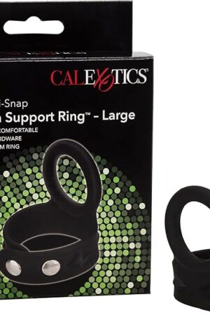 CalExotics Large Silicone Tri Snap Scrotum Support Ring, Black