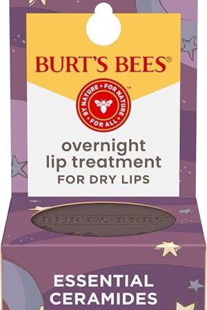 Burt's Bees Original Overnight Intensive Lip Treatment, Moisturizing, Restorative, Reduces Fine Lines, Vitamin E, Ceramides Oils, Natural Origin Lip Care, 025 Oz