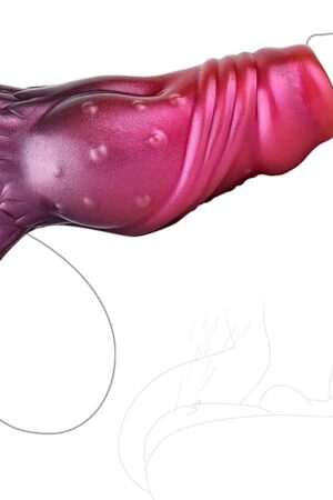 Cock Enlargers Dog Penis Dildo Sleeve for Men, Light Weight Pink Silicone Animal Penis Grith Extender with Penis Ring Ejaculation Delay Erection Cock Enlarger Sex Toy for Male and Couples (Pink-M)