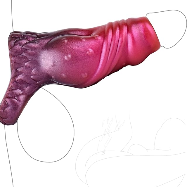 Cock Enlargers Dog Penis Dildo Sleeve for Men, Light Weight Pink Silicone Animal Penis Grith Extender with Penis Ring Ejaculation Delay Erection Cock Enlarger Sex Toy for Male and Couples (Pink-M)