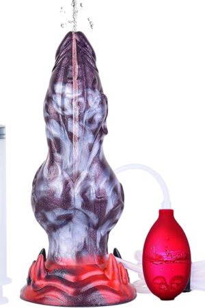 6.3 Inch Squirting Dog Dildo, Clitoral G Spot Stimulation Dildo, Liquid Silicone Ejaculating Fake Penis for Women with Strong Suction Cup for Hands-Free Play (N-SDZS5179)