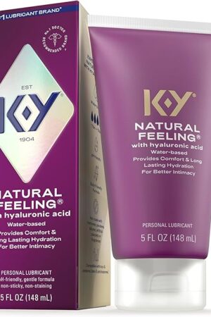 K-Y Natural Feeling with Hyaluronic Acid, Water Based Lube for Sex, Anal Lube & Sex Toy Lube, Non-Sticky & pH-Friendly Personal Lubricant, Condom-Friendly Sex Lube, Travel Size Lube, 5 Fl Oz