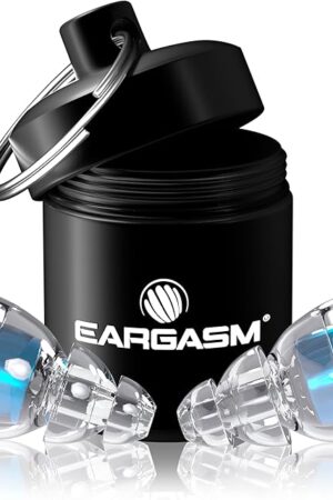 Eargasm High Fidelity Earplugs with Blue Filters - Reusable Noise Reduction Hearing Protection Ear-Plugs with Carrying Case for Concerts, Festivals, Raves, Musicians, Live Music, Sporting Events
