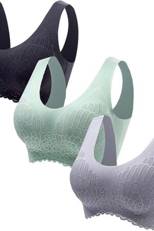 3 PCS Brazziti Bombshell Bra, Seamless Push Up Comfort Yoga Sports Bra, Full Coverage Wireless Bra with Removable Pads