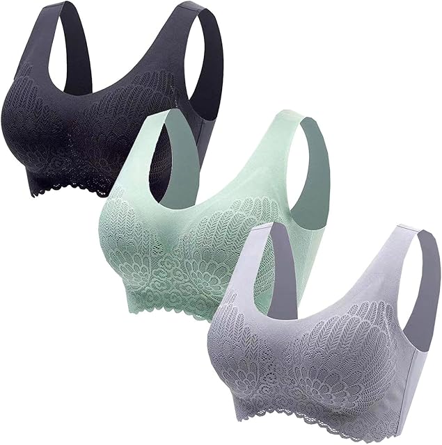 3 PCS Brazziti Bombshell Bra, Seamless Push Up Comfort Yoga Sports Bra, Full Coverage Wireless Bra with Removable Pads