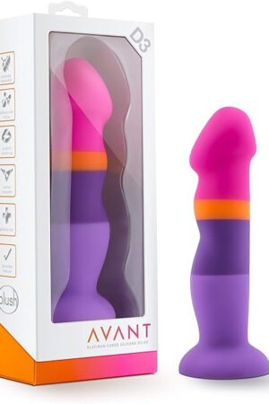 Blush Avant D3 Summer Fling 8" Silicone Dildo w/G-Spot Curve - Ultrasilk Soft, Ridged Shaft - Suction Cup, Strap-On Compatible - Body-Safe Anal Play Sex Toy for Women & Couples - (Multicolored)