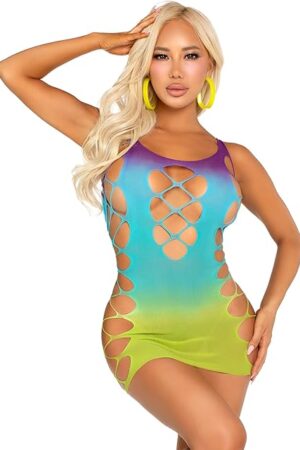 Women's Seamless Ombre Faux Lace Up Mini Dress