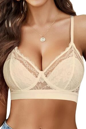 Bralettes for Women Lace Racerback Bras Wireless Unlined Bralette Comfy Bra Sexy Lingerie No Padded
