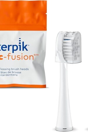 Waterpik Genuine Full Size Replacement Brush Heads With Covers for Sonic-Fusion Flossing Toothbrush SFFB-2EW, 2 Count White