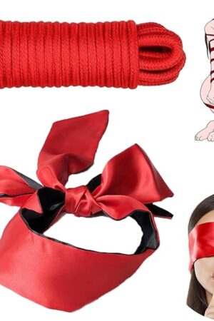Bondage Restraints BDSM Kit Adult Sex Toys for Women Couples, BDSM Toys Bondage Gear & Accessories with 1Pcs Sex Blindfold Mask & 1Pcs Cotton Bondage Sex Rope, Bondage Set Bed SM Games Play Sex Toys