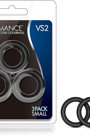 Blush Novelties - Blush Performance VS2 - Puria Silicone Penis Ring for Men - Stretchy & Durable Erection Enhancing C-Rings Set -Strap-On Use - 3 Pack Male Enhancement Cock Band Adult Sex Toys - Black