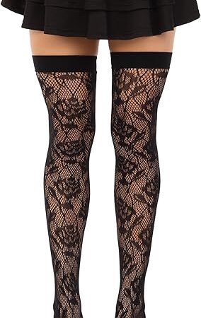 Womens Wild Rose Net Thigh Highs