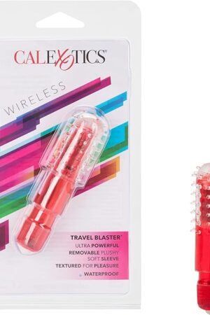 CalExotics Travel Blaster Bullet Vibrator, Discreet and Powerful Waterproof Massager with Removable and Soft Textured Sleeve - Red SE-0070-35-2