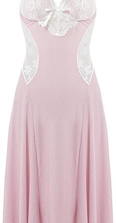 Women's Lingerie Adjustable Spaghetti Strap Sleeveless Lace V Neck Nightgown Sexy Sleepwear Maxi Dress
