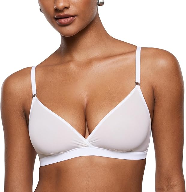 Women's Cosnufy Sheer Triangle Bralettes - Unlined Mesh Sexy Comfortable No Padding Bras No Underwire
