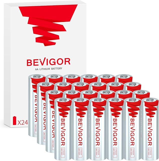 BEVIGOR Lithium AA Batteries 24 Pack, Long Lasting 15V 3000mAh AA Battery, 20-Year Shelf Life Lithium Batteries for Blink Camera, Flashlight, Microphone, Alarm System?Non-Rechargeable?