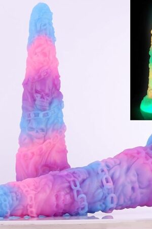 Glow-in-The-Dark Skull Fantasy Huge Dildo, 15.4" Extra Large Silicone Realistic Dildos with Suction Cup, 3.9" Thick Diameter for Advanced Players Adult Sex Toy