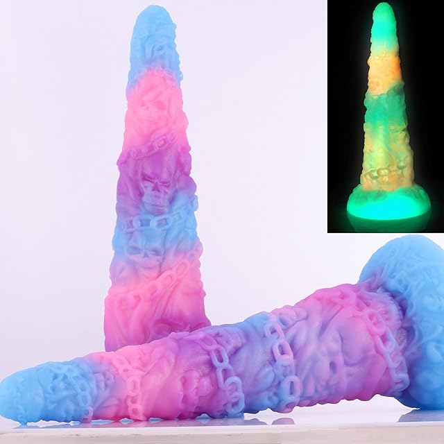Glow-in-The-Dark Skull Fantasy Huge Dildo, 15.4" Extra Large Silicone Realistic Dildos with Suction Cup, 3.9" Thick Diameter for Advanced Players Adult Sex Toy