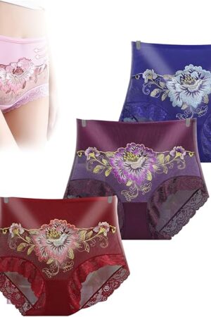 High Waist Premium Lace Embroidered Panties, Sexy Flower Seamless Butt Lift & Enhance Briefs for Women