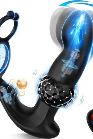 BEISAR Prostate Massager Anal Vibrator, Male Sex Toys for Men Sex Toy Anal Plug Anal Toys Adult Toys Male Vibrator Butt Plug for Women Remote Control with 7 Wiggling Vibrating Ring Double-Ended Dildos