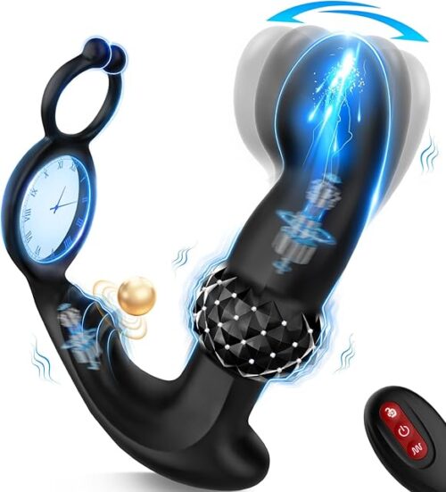 BEISAR Prostate Massager Anal Vibrator, Male Sex Toys for Men Sex Toy Anal Plug Anal Toys Adult Toys Male Vibrator Butt Plug for Women Remote Control with 7 Wiggling Vibrating Ring Double-Ended Dildos