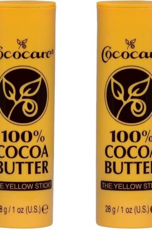 Cococare 100% Cocoa Butter Stick - All-Natural Cocoa Butter Emollient for Ultimate Skin Hydration & Protection - The Yellow Stick - (2 Pack)