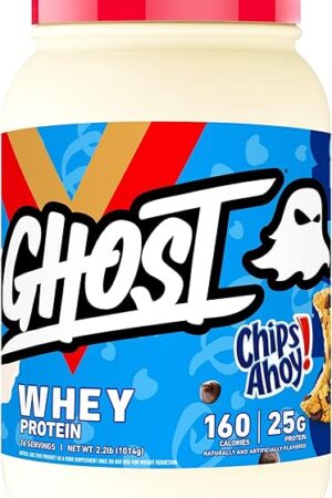 GHOST Whey Protein Powder, Chips Ahoy - 2LB Tub, 25G of Protein - Chocolate Chip Cookie Flavored Isolate, Concentrate & Hydrolyzed Whey Protein Blend