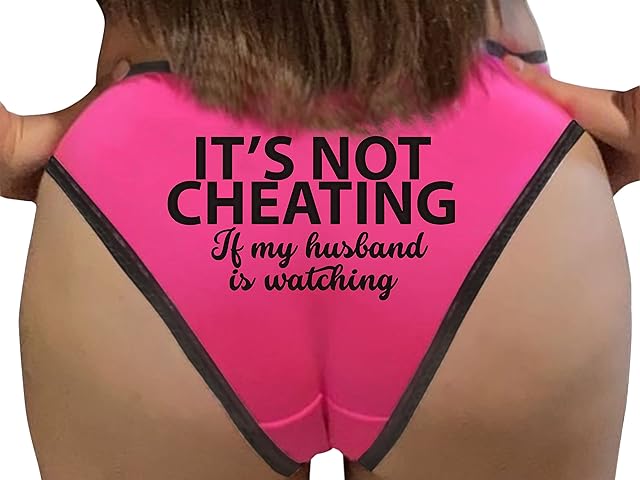 It's Not Cheating If My Husband Is Watching Pink and Black Bikini Panties Sexy Underwear Cuck Shared