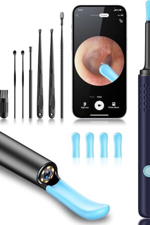 Ear Wax Removal Tool Camera - Ear Cleaner with Camera,1080P Otoscope, Ear Cleaning Tool with 4 Ear Spoon, Ear Camera for iPhone & Android Phones - Blue