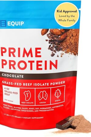 Equip Foods Prime Protein Powder | Clean, Grass Fed Beef Protein Isolate | Carnivore Protein Powder | Paleo, Keto Friendly | Gluten, Dairy Free | Helps Build & Repair Tissue | 30 Servings, Chocolate