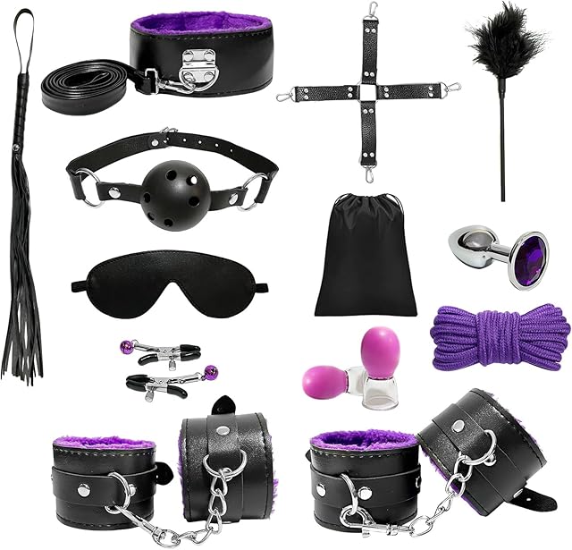 BDSM Kit Bondage Set,Upgrade17 PCS Bondage Set with Storage Bag,Adults Restraints Couples Sex Toys, Sexuales Pleasure SM Toy for Women and Men