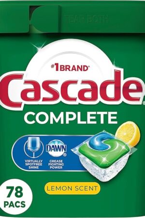 Cascade Complete Dishwasher Pods, Dishwasher Detergent, Lemon Scent ActionPacs, Cleaning Supplies, 78 Count