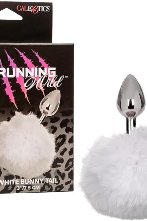 CalExotics Running Wild Bunny Butt Plug Tail, Non-Tarnishing Nickel Free Anal Plug with Fluffy Tail White - SE-2654-00-3