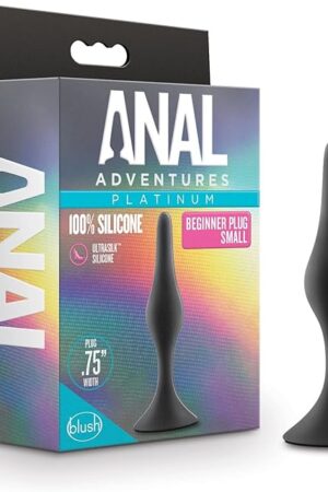 Blush Anal Adventures Platinum Silicone Butt Plug for Beginners - Tapered Tip Small Anal Trainer Plug with Suction Cup Base for Safety, Comfort & Long Term Wear - Adult Sex Toy for Women Men & Couples